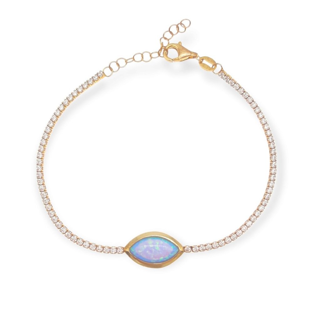 Opal Stone Bracelet - 100% Solid Sterling Silver